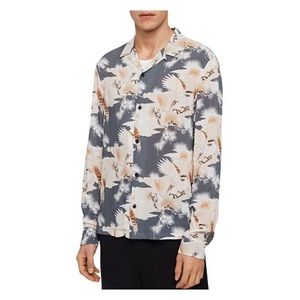 AllSaints Talon Graphic Mens Button up Hawaiian Shirt  Long Sleeve XL